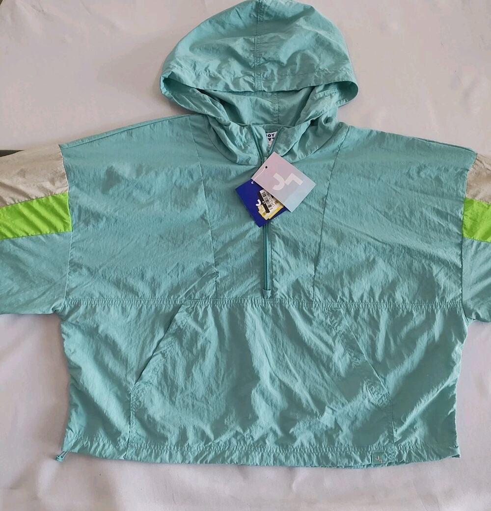 JoyLab Sz XL New 80’s 90’s Lightweight Pullover Windbreaker Cloud Blue Cropped